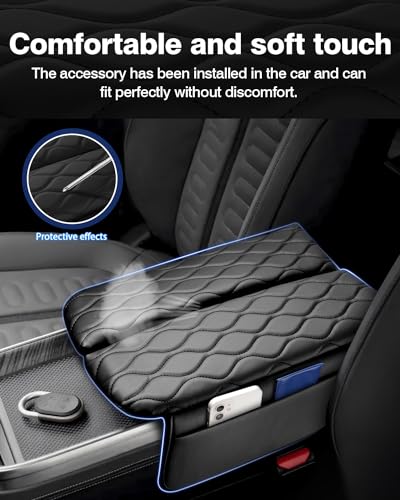 Autorder Center Console Cover for 2022-2025 2026 Rivian R1T/R1S Accessories Armrest Cover Anti-Scratch Middle Console Pad Leather Armrest Protector - size: 2022-2026 Rivian R1T/R1S