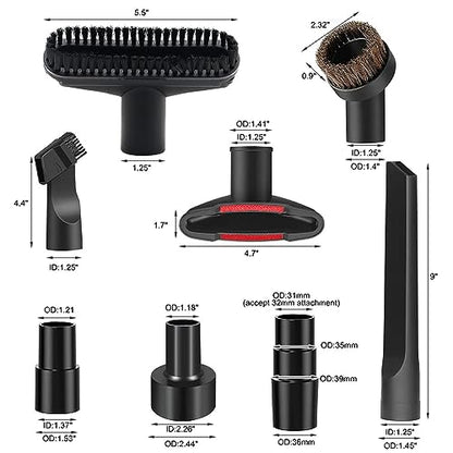 13 PCS Universal Vacuum Attachments for Shop Vac Accessories - 2 1/2" to 1 1/4" Vacuum Hose Adapter, 1 7/8" to 1" Adapter for Shop Vac, 1 1/4" Household Cleaning Vacuum Brush Attachment Kit - size: 13PCS
