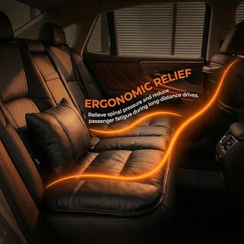 A leather rear seat cushion specially designed for cars - made by hand - can relieve pain in the buttocks, pressure points, and sciatic nerve. | Rear seat cover (Premium Black, Rear Seat Cushion) - color: Premium Black, size: Rear Seat Cushion