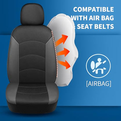 HChengkikz Car Seat Covers Full Set, Waterproof Neoprene Car Seat Covers, Airbag Compatible, Universal Automotive Seat Covers for Most Sedans, SUVs, Trucks (Black + Darkgray) - color: Black Darkgray, size: Full Set