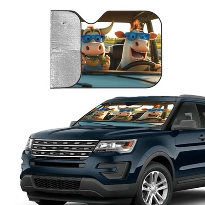 Funny Cow Car Sun Shade Windshield Sunshade Foldable Front Window Shield Cover for Truck SUV - color: Blue4