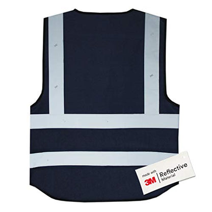 Salzmann High Visibility Safety Vest | Multi Pocket Reflective Vest | 5 Colors & 5 Sizes | Made with 3M Reflective Material - color: Navy Blue, size: X-Large
