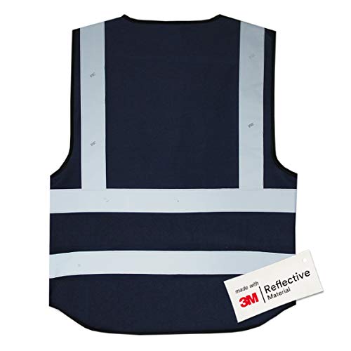 Salzmann High Visibility Safety Vest | Multi Pocket Reflective Vest | 5 Colors & 5 Sizes | Made with 3M Reflective Material - color: Navy Blue, size: 4X-Large-5X-Large
