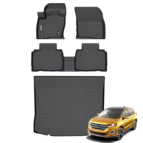 Binmotor-Floor Mats & Cargo Liner Set for 2015-2024 Ford Edge, All Weather Car Mats for Ford Edge Mat Floor Liners Rear Cargo Mat Custom Fit for Edge Accessories - style: 1) Car Mats for Ford Edge (2015-2024)