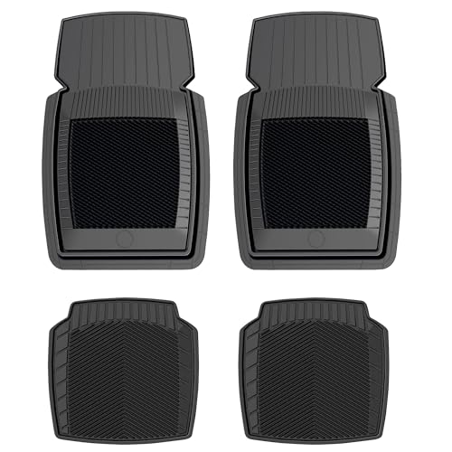 PantsSaver New Generation Car Mats – All-Weather, Heavy Duty, Waterproof, Anti-Slip Rubber Floor Liners for Cars, Trucks, SUVs, Minivans & More 4 Piece Set, Black - color: Black