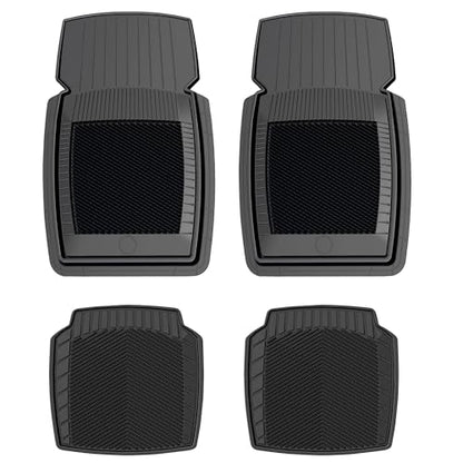 PantsSaver New Generation Car Mats – All-Weather, Heavy Duty, Waterproof, Anti-Slip Rubber Floor Liners for Cars, Trucks, SUVs, Minivans & More 4 Piece Set, Black - color: Black