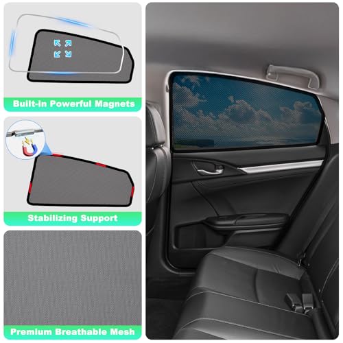 Car Window Shades for 2016-2021 Civic - Rear Side Window Sun Shade for Baby, Breathable Mesh Car Privacy Window Covers, UV Protection & Heat Insulation for Road Trips, Napping, Camping (2 PCS) - size: Civic(16-21)R-2PCS