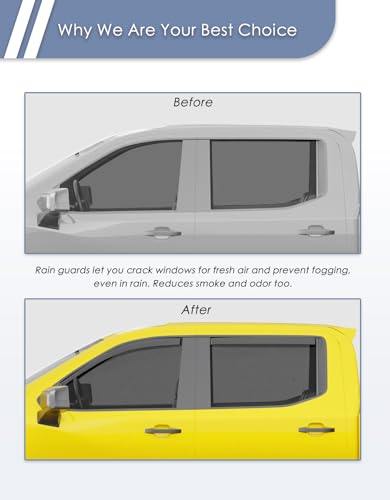 in-Channel Window Rain Guard for 2019-2026 Chevy Silverado/GMC Sierra 1500 Crew Cab,Window Vent Wind Shades Deflectors Side Window Visors Vent Visor Window Deflectors Truck Accessories - size: 2019-2026 Silverado/ Sierra 1500 Crew Cab