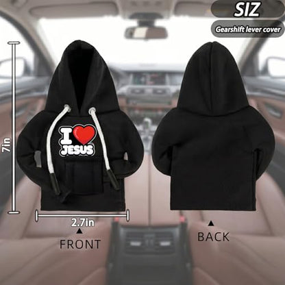 Sacred Cross Gear Shift Hoodie, Universal Car Shift Knob Cover,Aesthetic Manual Automatic Stick Shifter Cover Mini Hoodie, Christian Religion Car Accessories Faith Gifts for Believer Women Men - color: Cross