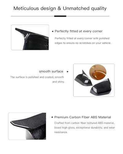 Horn Style Carbon Fiber Door Mirror Cover Cap Compatible with 2014-2020 Infiniti Q50 Q60 Q70 QX30 - size: Carbon Fiber