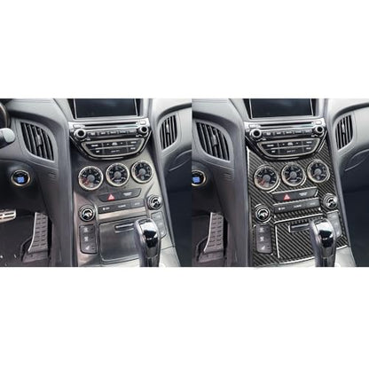 Real Carbon Fiber Trim Stickers Center Console Cover Decals Compatible with Hyundai Genesis Coupe 2013 2014 2015 2016 Car Interior Accessories - color: Center Console Set