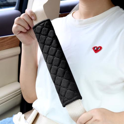 yuntop 2 PCS Car Seat Straps Shoulder Pads Soft Auto Seat Belt Cover Universal Safety Strap Cover Helps Protect Your Neck and Shoulders from Seat Belt Friction (Black) - color: Black