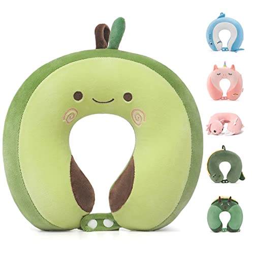 Niuniu Daddy Avocado Kids Travel Neck Pillow for 3-8 Years Old, Soft Memory Foam Cervical Neck Support Pillow for Sleeping Airplane Road Car Essentials for Long Trip Travel Toddlers Boys Girls - color: Avocado, size: 3-8 Y/O