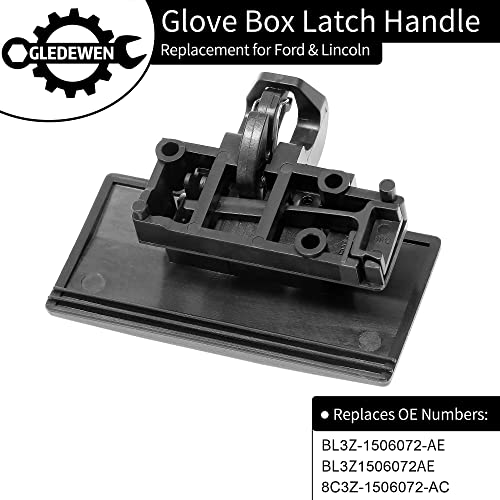 Gledewen Glove Box Latch Handle (Black), Compatible with 2008-2016 Ford F150 F250 F350 F450 F550 Super Duty Edge, Lincoln Mark LT MKX | BL3Z-1506072-AE Glove Box Door Lock Open Handle - color: Black Glove Box Latch Handle