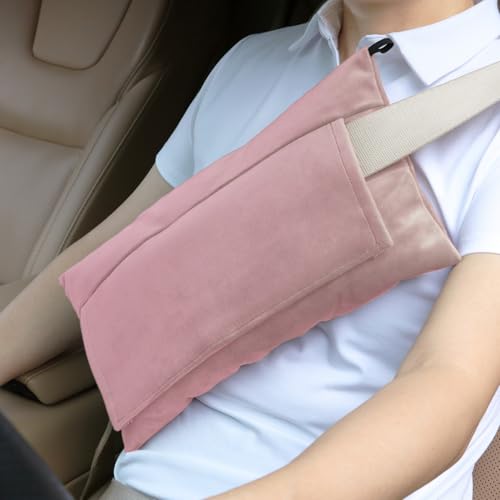 Super Soft Seatbelt Pillow, Seat Belt Pillow for Mastectomy Post-Surgery, Seat Belt Cushion for Heart Surgery Recovery, Hysterectomy Abdominal Incision Recovery Seatbelt (Pink, Large) - color: Pink