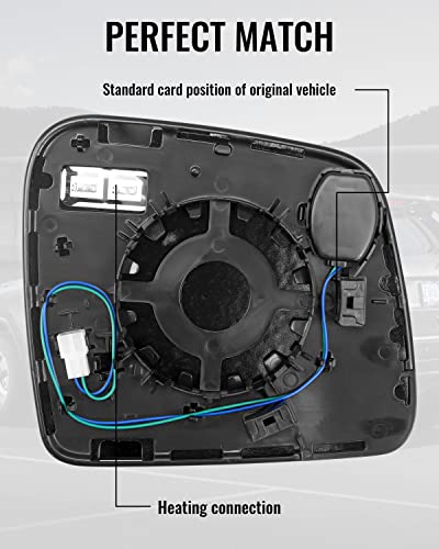 Driver Side Mirror Glass Heated With Blind Spot Detection & Power Heated Fit for Jeep Grand Cherokee Dodge Durango 2011-2021, Left Rearview Mirror Lens with Holder - size: Driver Side