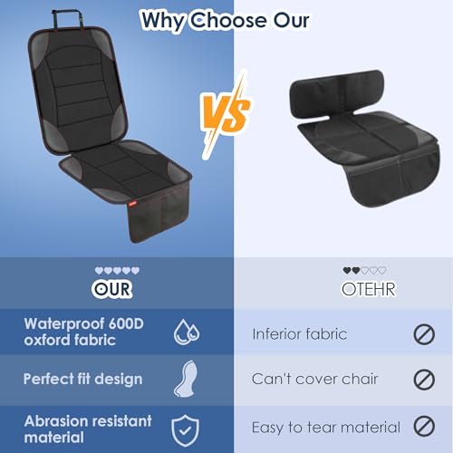Sinvitron Car Seat Protector for Child Car Seat - Waterproof Non-Slip Leather Mat with 2 Mesh Pockets, Universal Seat Cover for Baby, Pets & Vehicles(2-Pack,Black) - color: 2 Pack Black