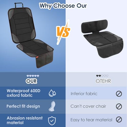 Sinvitron Car Seat Protector for Child Car Seat - Waterproof Non-Slip Leather Mat with 2 Mesh Pockets, Universal Seat Cover for Baby, Pets & Vehicles (1-Pack, Black) - color: 1 Pack Back