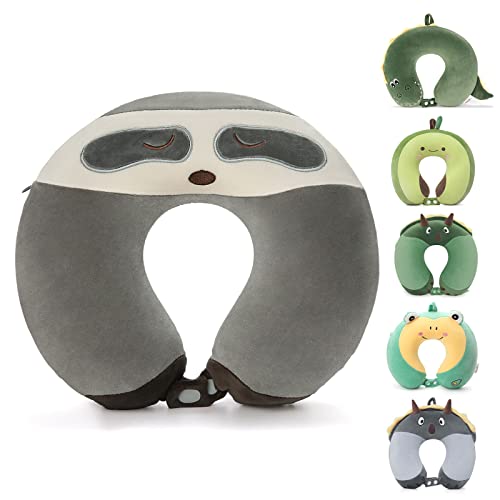 Niuniu Daddy Sloth Kids Neck Pillow for Traveling, 100% Memory Foam Soft Travel Pillow, Airplane Travel Road Trip Essential for Children, Neck Support, Stop Head from Falling Forward for Sleeping - color: Sloth, size: 3-8 Y/O