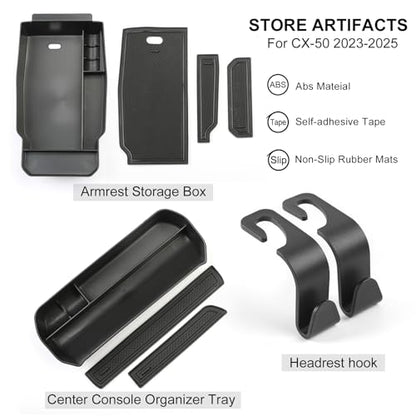 4PCS for Mazda CX50 and CX-50 hybrid Center Console Organizer Tray, Armrest Storage Box for Mazda CX50 CX 50 2025 2024 2023 Prime Insert Secondary Box, Must Have Interior Trim Accessories - size: 4 PCS