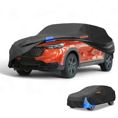 Waterproof All-Weather Universal Car Cover with Right Side Zipper, 190T Polyeste Black Blue Fits for SUV Up to 181" Length - size: Fit for Suv Length Up to 181"