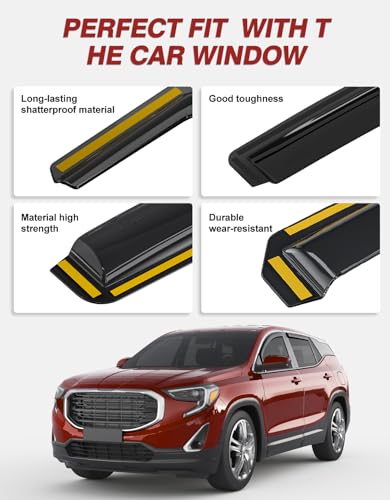 in-Channel Window Rain Guards Fit for GMC Terrain 2018-2024, Extra Durable Window Visors Window Deflectors Vent Visors Vent Shades Car Accessories-4 pcs - size: Fit for 2018-2024 GMC Terrain