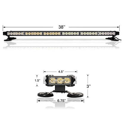 38'' 80 LED Emergency Strobe Rooftop Flashing Light Bar, Double Side Hazard Warning Beacon Safety Lights w/Magnetic for Tow Vehicles Firefighter Cars Trucks Traffic Security,Green - color: Green, size: 38''