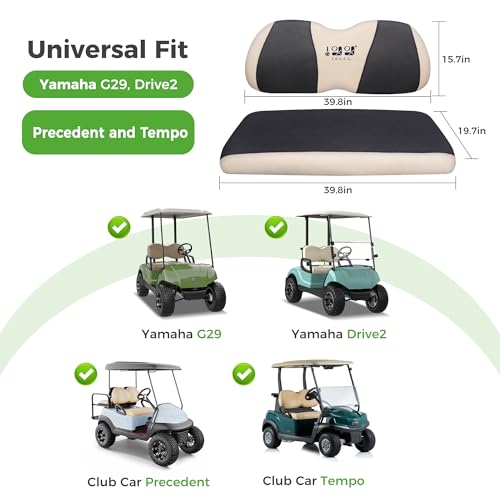 10L0L Golf Cart Seat Covers for Yamaha G29 Drive2 Club Car Precedent Tempo, Breathable Mesh Bench Seat Cover, No Drilling Front Seat Cushion, All-Season Comfort Gray Black - color: Black and Beige