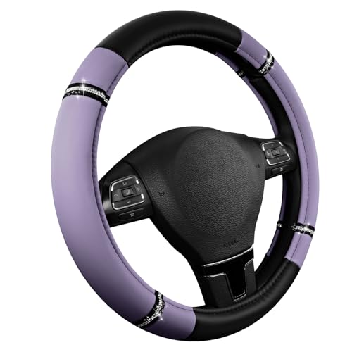 Road Comfort Leather Steering Wheel Cover – Premium Anti-Slip Car Steering Wheel Grip Cover – Universal Fit for 14.5”–15” Cars, Trucks & SUVs - Purple - color: Purple