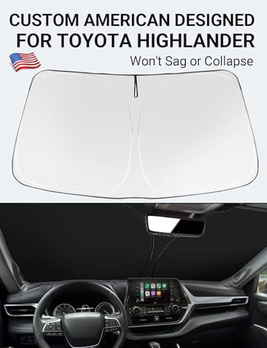 Proadsy for Toyota Highlander 2020-2025 2026 Windshield Sun Shade 4-Layer Foldable Front Sunshade Highlander L LE XLE Limited Platinum Protector Sun Visor Blocks UV Rays Keep Car Cooler - size: Toyota Highlander 2020-2026