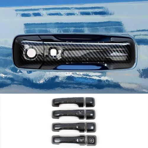 Car Accessories Fit for Dodge Ram 1500 2024 2023 2022 2021 2020 2019 Door Handle Cover Trims (Carbon Fiber with Smart Hole B) ABS 8PCS - color: Carbon Fiber With Smart Hole B