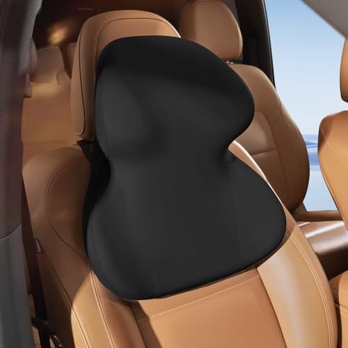BEBAS Car Headrest Pillow, Ergonomic Neck Pillow with Memory Foam, Enlarged Surface for Head Neck Shoulder Support, Breathable Removeable Car Seat Pillow for Pain Relief(Black, 1 Pack) - color: Black