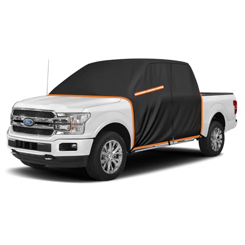 QUNSUNUS Truck Cab Cover for Ford F150 Super Crew All Years,Waterproof F150 Cab Cover with Zipper, Half Truck Cover All Weather with Wind, Sun, UV and Dust Protection - size: For F150 Super Crew Cab