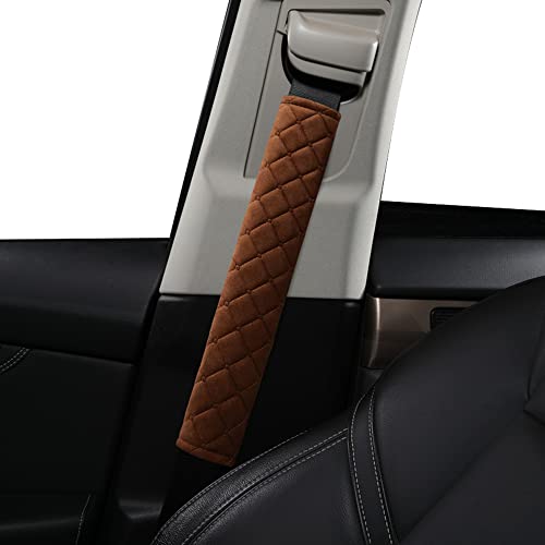 HighnessHwoo Extra Long Seatbelt Covers for Adults Kids Women & Men, Soft Car Seat Belt Strap Cushion for Sedan, SUV, Trucks, Shoulder Neck Chest Protector Pads, Auto Accessories, 2pcs, Brown, 13in - color: Brown, size: 13in - 2pcs