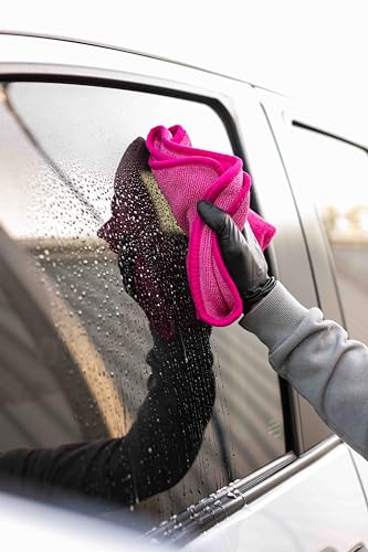 The Rag Company - Premium FTW Microfiber Cleaning Towels for Glass, Windows, Mirrors, Polished Surfaces - Streak-Free, Scratchless, 16" x16”, Pink, 3-Pack - color: Pink
