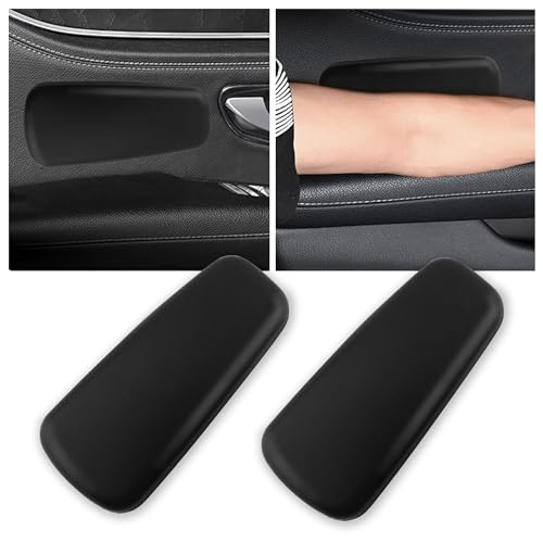 OFBAND 2PCS Elbow Pad Arm Rest for Car,Soft Leather Arm Rest Pillow with One-Piece Molding for Comfortable Support,Universal Car Accessories Car Knee Cushion Car Door Armrest Pads (Black) - color: Black