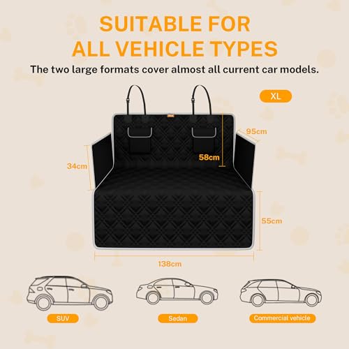 Toozey Dog Car Seat Cover for SUV, Sedan & Van, Waterproof & Tear-Resistant Back Seat Pet Cover for Dogs with Side Walls, Non-Slip Backing & Bumper Guard, Black Large: 81.9"x54.3" - size: Large (81.9 x 54.3 Inches)