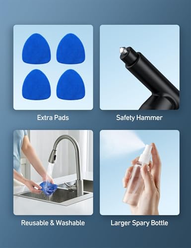 AstroAI Car Windshield Cleaner Tool, Window Cleaning Kit with 39in Car Mirror Squeegee, 4 Reusable Microfiber Pads and Extendable Handle, Blue - style: with a Mirror Squeegee
