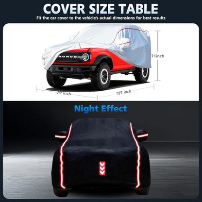 Car Cover Waterproof All Weather for Bronco 2020-2025,All-Around Fastening and 4 Upgrades, 60s Quick-Install for Car Cover - size: 3（for Bronco）