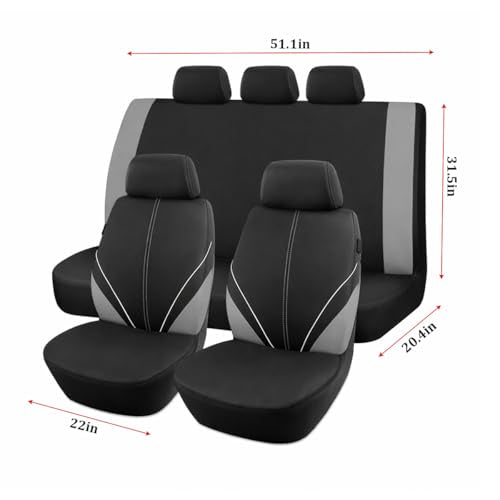 Mandark Car Seat Cover Full Set, Beathable Waterproof Heavy-Duty Vehicle Front and Rear Split Bench Seat Covers, Auto Interior Chair Protector, Universal for SUV Automobile Truck (Grey) - color: Grey