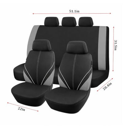 Mandark Car Seat Cover Full Set, Beathable Waterproof Heavy-Duty Vehicle Front and Rear Split Bench Seat Covers, Auto Interior Chair Protector, Universal for SUV Automobile Truck (Grey) - color: Grey