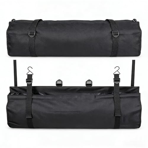 Car Trunk Organizer Hanging Bag, Waterproof Backseat Storage for SUV Jeep Truck Minivan, Black, 35.4 x 11.2 Inches, Foldable - color: black