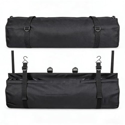 Car Trunk Organizer Hanging Bag, Waterproof Backseat Storage for SUV Jeep Truck Minivan, Black, 35.4 x 11.2 Inches, Foldable - color: black