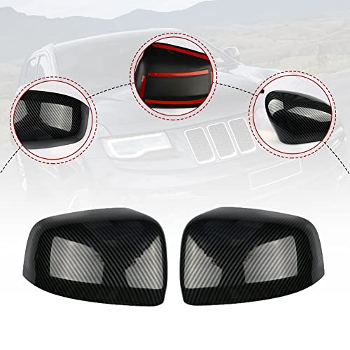 sportuli Carbon Fiber Mirror Covers +Door Handle Covers Replacement for 2011-2021 Jeep Grand Cherokee and Dodge Durango