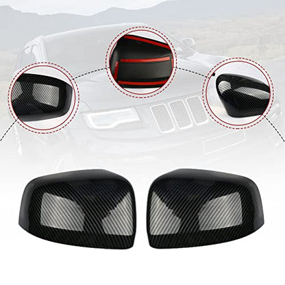 sportuli Carbon Fiber Mirror Covers +Door Handle Covers Replacement for 2011-2021 Jeep Grand Cherokee and Dodge Durango