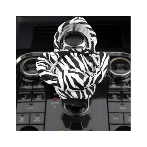 Car Shift Knob Hoodie Cover, Funny Shifter Stick Hoodie Protector Mini Gear Lever Decor, Fashionable Gear Shifter Shirt Sweater Universal Interior Decoration for SUV Truck RV (Zebra) - color: Zebra