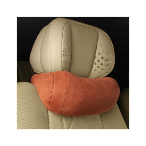 Car Headrest Neck Pillow, Suede Soft Comfortable Vehicle Seat Support Head Rest Pillow Cushion for Driving, Automotive Interior Accessories, Universal for SUV Sedan Truck (Brown) - color: Brown