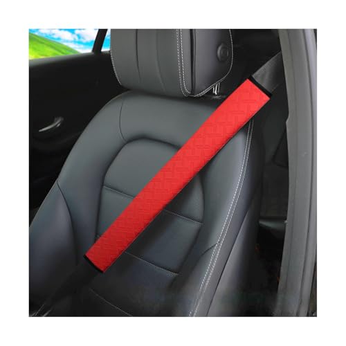 2PCS Car Seatbelt Cover, Soft Leather Vehicle Safety Seat Belt Strap Cushion, 19.7 Inch Comfortable Auto Shoulder Neck Chest Protection Pads Accessories, Universal for Most Cars (Red) - color: Red/19 inches