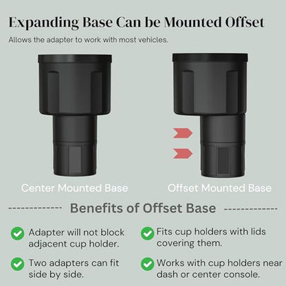 Swigzy Car Cup Holder Expander Adapter for Large Water Bottles - [Patented & Upgraded] - Holds: Hydro-Flask, Yeti, Nalgene, Owala, 32-40oz - Adjustable Expandable Insert Extender - Universal - color: Black, size: Holds 18-40 oz (Standard Base)