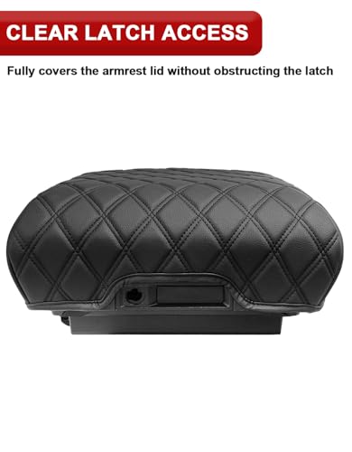 KBH Center Console Armrest Cover for 2021-2026 Ford F150, Middle Console Lid Protector, Arm Rest Box Cushion, Anti-Scratch, Black (Fits Bucket Seat Console Only) - size: Bucket Seat, 21-26 F150, Black